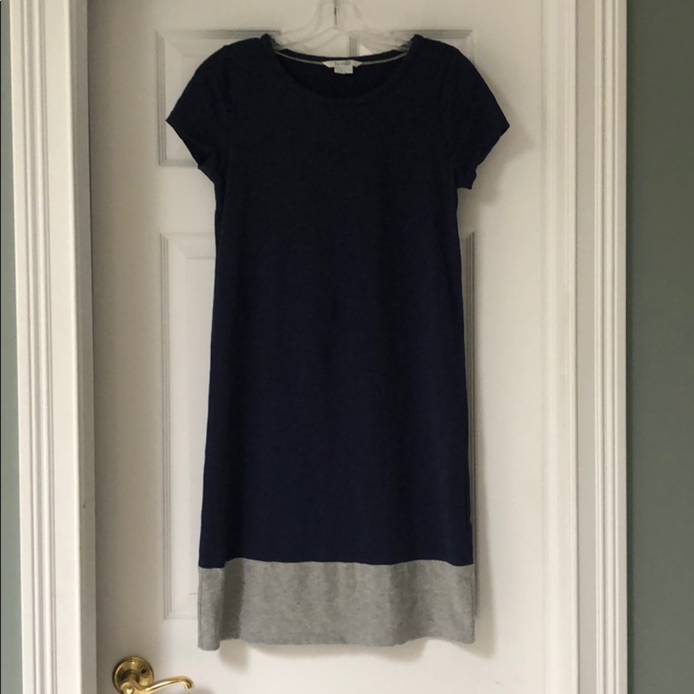 Boden Navy W/ Gray Stripe Colorblock T-shirt Dress
